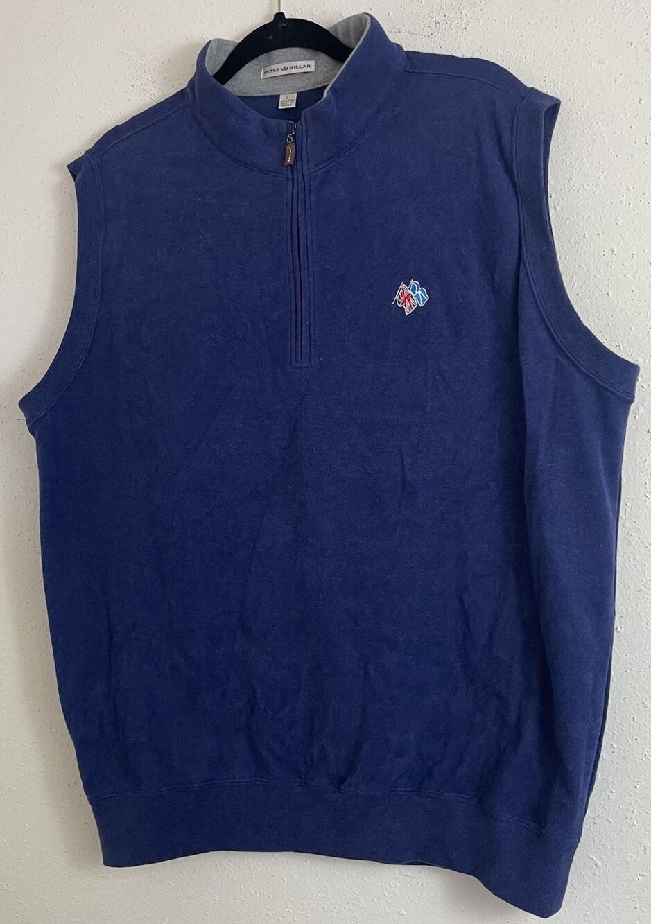 Peter Millar Vest Mens Large Blue Pullover Quarter Zip Performance Golf Active